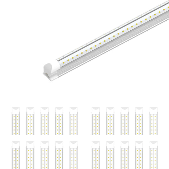60W Integrated V Shape LED Tube, 8ft, 7200 Lumens 5000K Clear, Linkable T8 Integrated Fixture - Under Cabinet - Ceiling Lighting