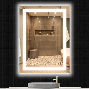 LED Illuminated Bathroom Mirror with Touch Switch Control, Defogger, CCT Remembrance, Backlit/Front, Accord Style, ETL Certified