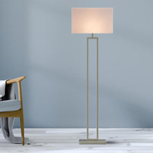 Load image into Gallery viewer, Modern Standing Floor Lamps for Living Room 61-inch Brushed Nickel &amp; Straight Rectangular Pure White Linen Shade, With 1PCS ON-OFF Switch,  Corner Floor Lamp