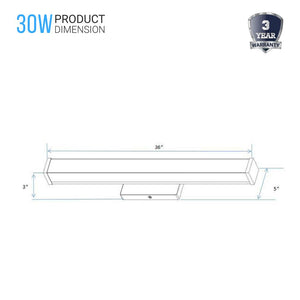 LED Vanity Light Bar Fixture, Rectangle Shape, CCT Changeable (3000K/4000K/ 5000K), LED Wall Mounting Vanity Light