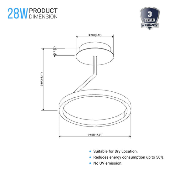 dimmable-28w-3000k-aluminum-body-finish-modern-style-circular-ceiling-lights