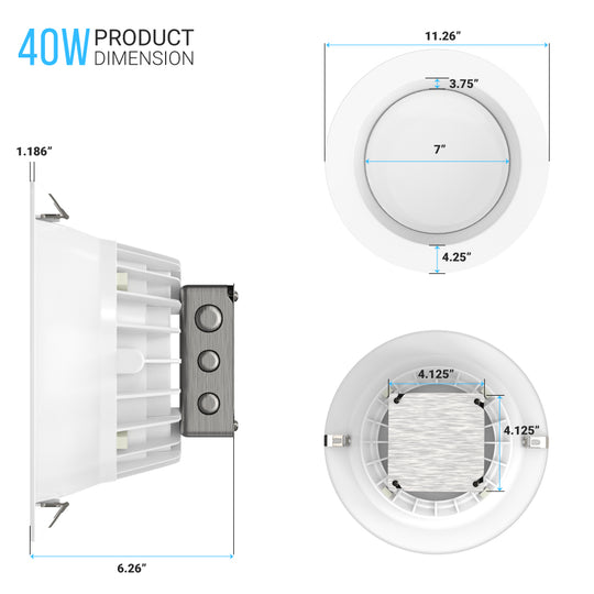 10-inch LED Dimmable Downlight, 40W,  3000 LM, w/ Junction Box, Recessed Ceiling Light, Living Room Lights