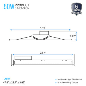 2x4 LED Troffer Light Fixtures, 50W, Dimmable, 5000K, 2-Pack, Overhead Lighting For Offices, Hallways