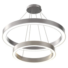 Load image into Gallery viewer, Modern - Double Ring 115W, 3000K, 5750LM, Chandelier With Unique Shade, Dimmable, Pendant Mounting, Aluminum Body Finish