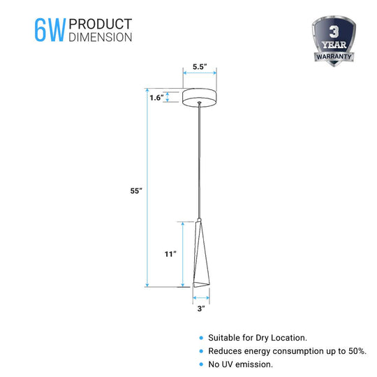 Three Dimensional Triangle Modern Geometric Chandeliers, 1-Light - Geometric Chandeliers 6W, 3000K, 462LM, Dimmable