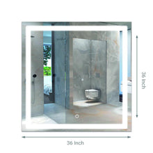 Load image into Gallery viewer, 36&quot; X 36&quot; Inch LED Lighted Bathroom Mirror, Defogger, Inner Window Style, Lighted Vanity Mirror Includes with Touch Switch Controls