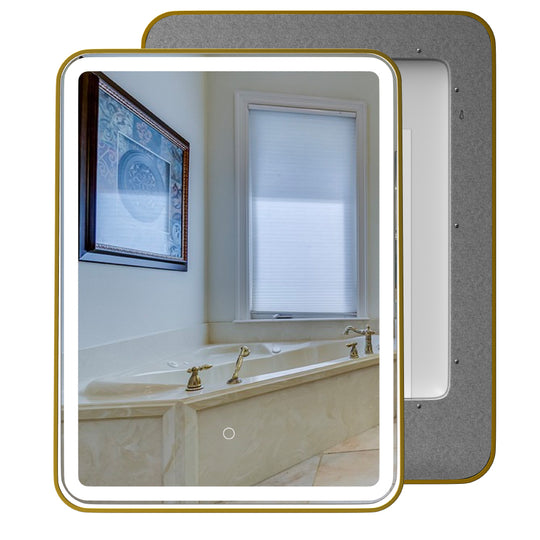 LED Lighted Shelf Mirror, Touch Sensor Switch, CCT Remembrance, Defogger, Raven Style, Bathroom Vanity Mirrors