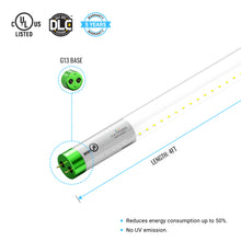 Load image into Gallery viewer, Hybrid T8 4ft LED Tube/Bulb - Glass 18W 2400 Lumens 5000K Clear, Single End/Double End Power, Fluorescent Replacement - Ballast Compatible or Bypass (Check Compatibility List)