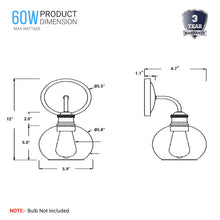 Load image into Gallery viewer, 1 Light Wall Sconce Light With Clear Glass, Dome Shape, E26 Base, Brushed Nickel Finish, UL Listed