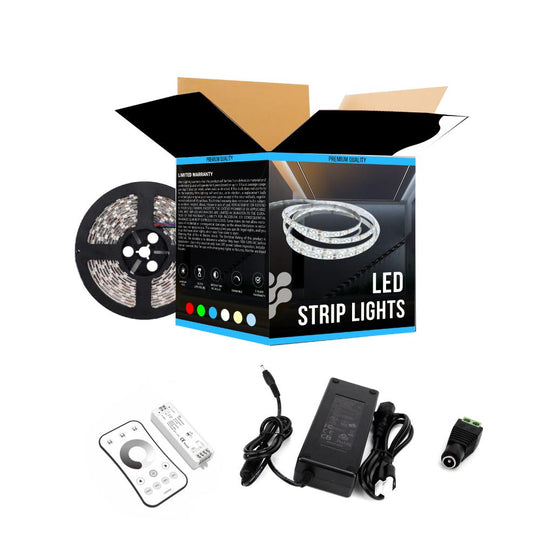 White LED Strip Light -High-CRI LED Flexible Strip Light - IP20 - 371 lm/ft with Power Supply and Controller (KIT)