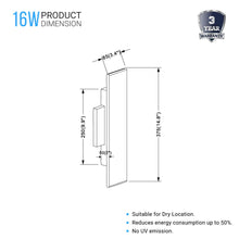 Load image into Gallery viewer, 2-Lights, Indoor Rectangular LED Wall Sconce, 3000K, Dimmable, Brushed brown Body Finish