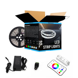 RGB LED Strip Lights with remote -Commercial Exterior LED Strip lighting - 12V LED Tape Light - 97 Lumens/ft. with Power Supply and Controller (KIT)