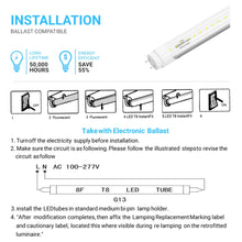 Load image into Gallery viewer, Hybrid T8 2ft LED Tube/Bulb - 8W 1120 Lumens 5000K Clear, Single End/Double End Power, Fluorescent Replacement - Ballast Compatible or Bypass (Check Compatibility List)