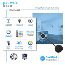 Load image into Gallery viewer, led-wall-sconce-3w-head-3000k-black-wall-sconces-lighting