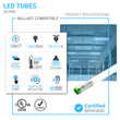 Load image into Gallery viewer, Hybrid T8 4ft LED Tube/Bulb - Glass 18W 2400 Lumens 6500K Clear, Single End/Double End Power, Fluorescent Replacement- Ballast Compatible or Bypass (Check Compatibility List)