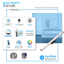 Load image into Gallery viewer, LED Vanity Light Bar Fixture, Rectangle Shape, CCT Changeable (3000K/4000K/ 5000K), LED Wall Mounting Vanity Light