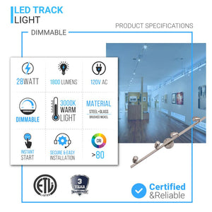 LED Dimmable Flexible Track Lighting, Brushed Nickel Finish, 3000K (Warm White),