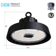Load image into Gallery viewer, 240W Black Round UFO LED High Bay Light, 5700K (Daylight White), 840 Replacement, 36000lm, Dimmable, UL, DLC