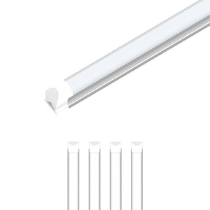 60 Watt LED Integrated Tube, T8 8 Feet - 210W Equivalent, 5000K Frosted, Linkable - Extendable Design - Basement Lighting