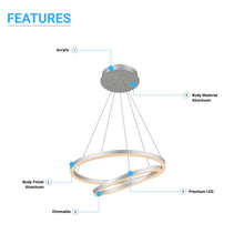 Load image into Gallery viewer, 2-Ring, 60W, 3000K, 2800LM, Circular LED Chandelier Lights, Dimmable, 3 Years Warranty
