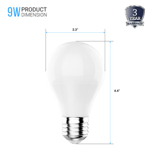A19 LED Light Bulb Daylight - Natural White, 4000K, 9 Watt, 800 Lumens, Non-Dimmable