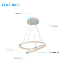 Load image into Gallery viewer, 2-Ring, 60W, 3000K, 2800LM, Circular LED Chandelier Lights, Dimmable, 3 Years Warranty