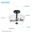 Load image into Gallery viewer, 2-Lights, Round, Semi Flush Mount Lights - Stylish Ceiling Light, UL Listed for Damp Location, E26 Base, 3 Years Warranty