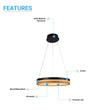 Load image into Gallery viewer, Round Chandelier Light, 33W, 3000K (Warm White), 961 Lumens, Matte Black + Wood Finish, Dimmable Pendant