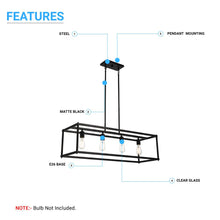 Load image into Gallery viewer, 4-Lights Linear Chandelier Light, Open Frame Rectangle Chandeliers For Damp Location, E26 Base, UL Listed, 3 Years Warranty