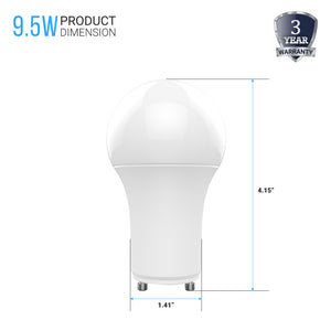 LED A19 Light Bulbs, 5000K Natural White - 9.5 Watt - 800lm Dimmable GU24