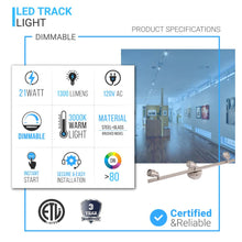 Load image into Gallery viewer, LED Dimmable Flexible Track Lighting, Brushed Nickel Finish, 3000K (Warm White),