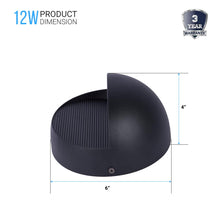 Load image into Gallery viewer, 12W Modern Outdoor Bulkhead Wall Sconce Light, 3000K/5000K, 240 LM, Dimmable, Black, Frosted Glass Shade