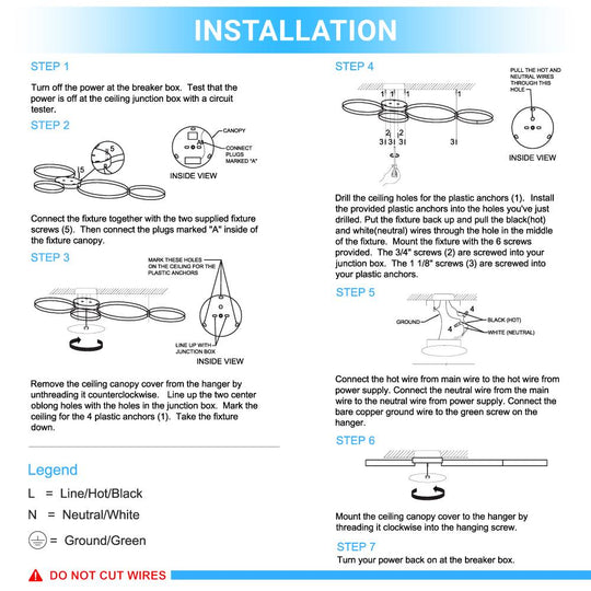 4 Rings - LED Circle Flushmount Lights - 41W - 3000K - 2986LM - Flushmount for Bedroom