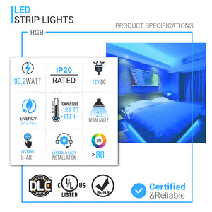 RGBW LED Flexible Strip Lights,  SMD 5050, IP20,12V LED Tape Light w/ White - 366 Lumens/ft.