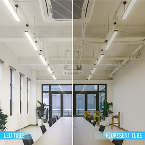 T8 4ft LED Glass Tube Light, 18W, 6500K, Single-Ended Power, Frosted, 4 FT LED Bulbs No Ballast