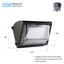 Load image into Gallery viewer, Wall pack 120w 5700K Forward Throw ; 16300 Lumens With Photocell