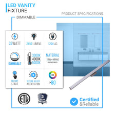 Load image into Gallery viewer, LED Vanity Light Bar Fixture, Rectangle Shape, CCT Changeable (3000K/4000K/ 5000K), LED Wall Mounting Vanity Light