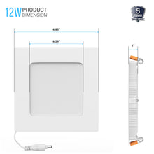 Load image into Gallery viewer, Square 6-Inch LED Recessed Lighting with Junction Box: 12W, 900LM, Suitable for Damp Locations, ETL and Energy Star Listed, Dimmable LED Downlight