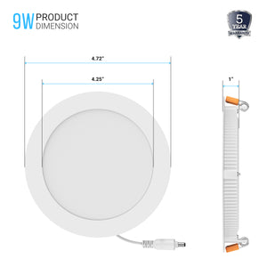 Slim 4-Inch LED Recessed Lighting with Junction Box: 9W, 650LM, Suitable for Damp Locations, Dimmable Downlights for Office, Kitchen, Bedroom, and Bathroom