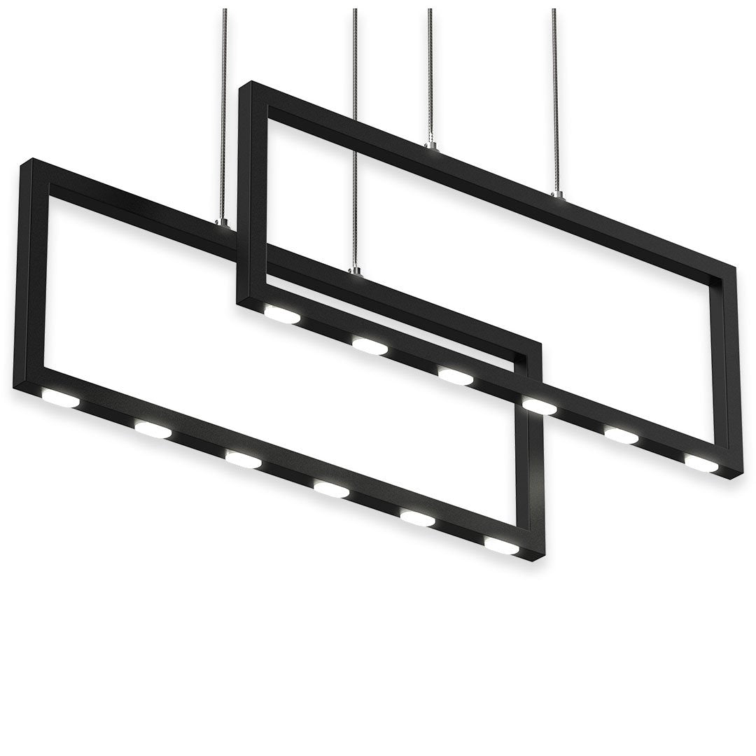 2-Lights, 38W, 1900LM, LED Pendant For Dining Living Room, Dimmable, Matte black Body Finish