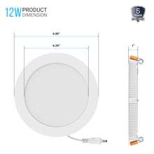 Load image into Gallery viewer, Ultra-Thin 6-Inch LED Recessed Ceiling Lights with Junction Box: 12W, 900LM, Suitable for Damp Locations, Triac Dimmable LED Downlight, ETL and Energy Star Listed