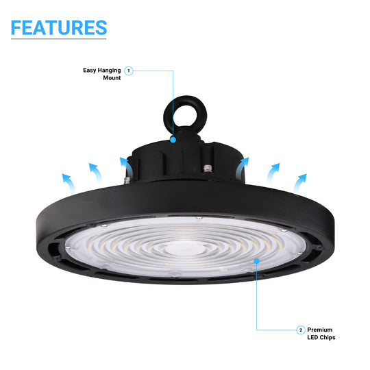 Gen13 UFO LED High Bay Light: 150W, 5700K, 22500LM, Dimmable, UL and DLC Listed - Perfect for Commercial Shop, Workshop, Garage, and Factory Lighting Fixtures