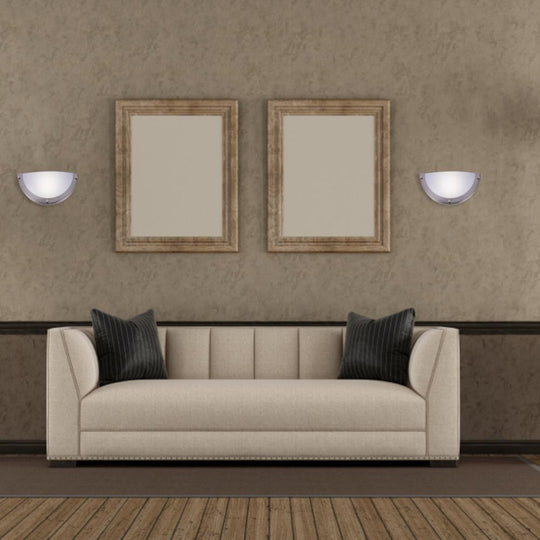 Half-Moon LED Wall Sconce Lights, 12W, 750 LM, White Acrylic Shade, Brushed Nickel Finish