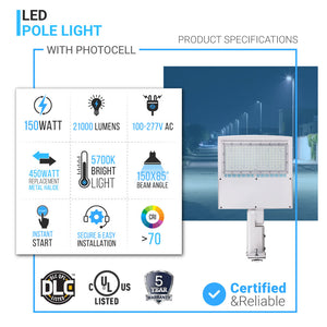 150W LED Pole Light with Photocell