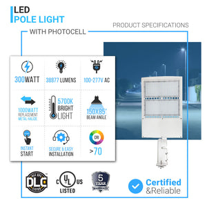  LED Parking Lot Pole Light Fixtures With Photocell