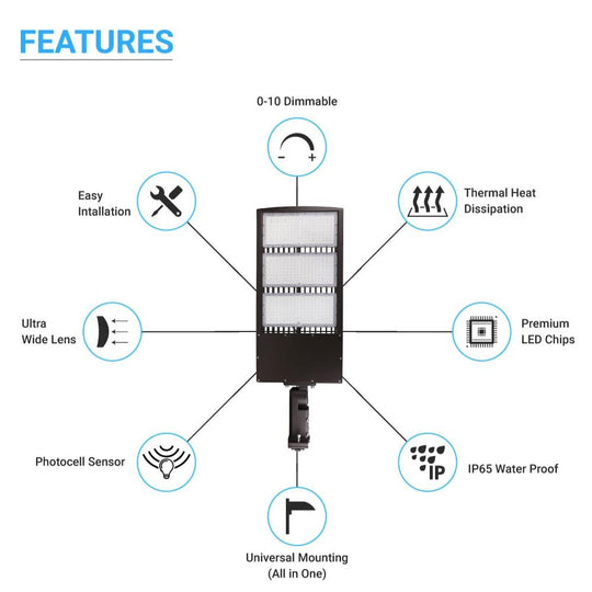Outdoor LED Shoebox Parking Lot Lighting With Photocell