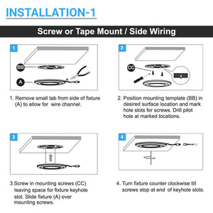 LED Under Cabinet Slim Puck Light, 3x3.5Watts, 600 Lumens, 3-Piece Kit, Wave Sensor Dimming With 12V Adaptor, White Trim, CCT Changeable (3000K/4000K/5000K)