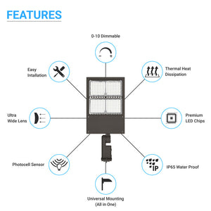 300W LED Pole Light With Photocell