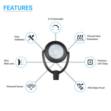 Load image into Gallery viewer, LED Post Top Light Fixtures 150 Watts, 525W Equal, AC100-277V, Bronze, Dimmable, Waterproof IP65, Outdoor Lamp Post Lights