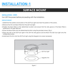 Load image into Gallery viewer, Magnets Puck LED Light, 2.2W Each, 450 LM, 12V Adaptor with 3-Piece Kit &amp; Touch Dimmer, CRI90, White Trim (Changeable Trim-Sold Separately)